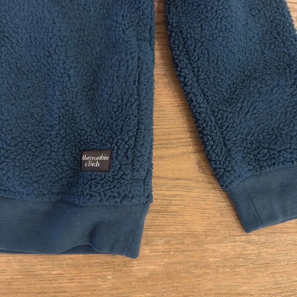 Abercrombie Kids 1/4 Snap Sherpa Fleece Mock Neck Pullover-Teal-Unisex Size 9-10